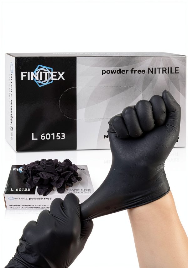 FINITEX Black Nitrile Disposable Gloves Durable Grip-0