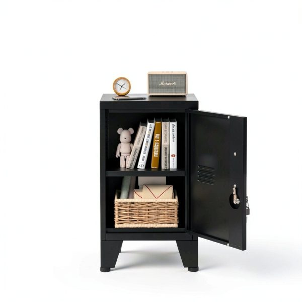 PAOFIN Black Lockable Metal Cabinet 24in Door-3