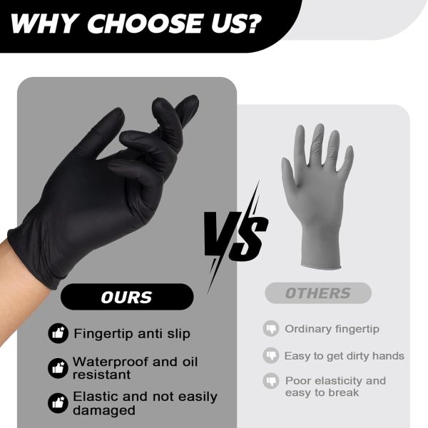 FINITEX Black Nitrile Gloves Disposable Durable Grip Unisex-7