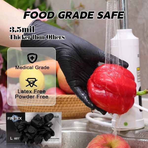 FINITEX Black Nitrile Disposable Gloves Durable Textured-6
