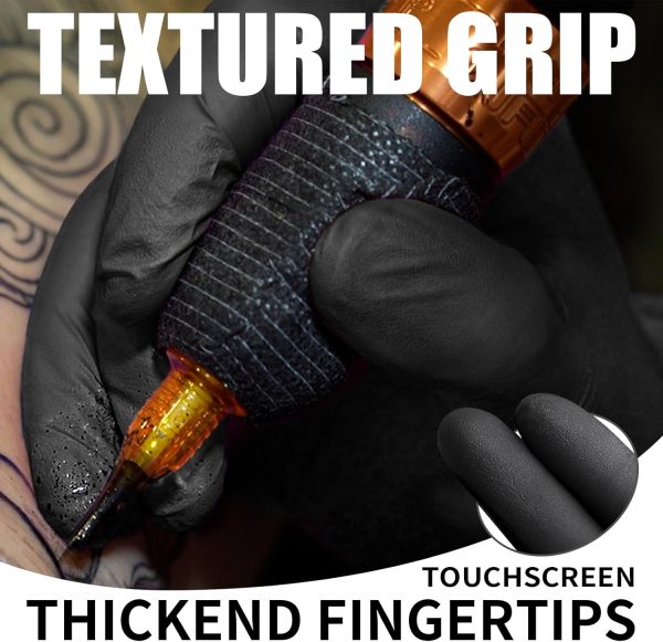 FINITEX Black Nitrile Disposable Gloves Durable Textured-3