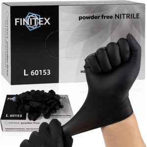 FINITEX Black Nitrile Disposable Gloves Durable Textured-0