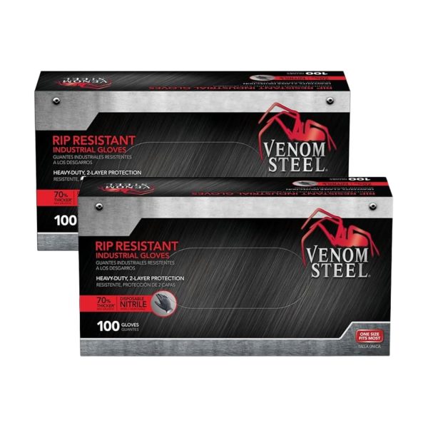 Venom Steel Nitrile Gloves Heavy Duty Disposable Black-0