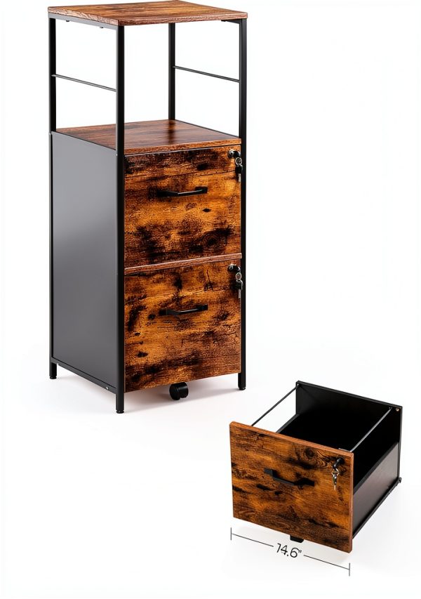VASAGLE 2-Drawer Filing Cabinet with Lock-2