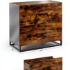 VASAGLE Lateral File Cabinet Rustic Brown + Ink Black-2