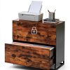VASAGLE Lateral File Cabinet Rustic Brown + Ink Black-3