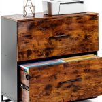 VASAGLE Lateral File Cabinet Rustic Brown + Ink Black-0