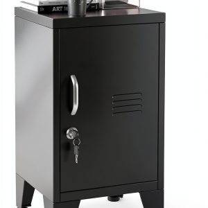 PAOFIN Black Lockable Metal Cabinet 24in Door-0