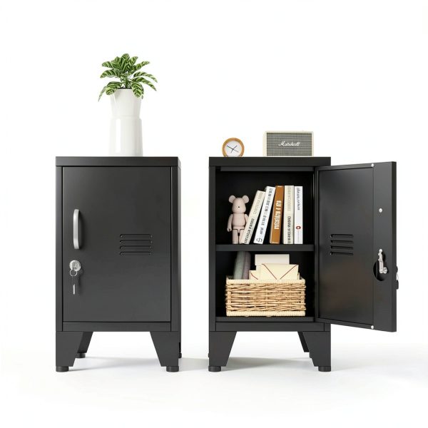 PAOFIN Black Lockable Metal Cabinet 24in Door-4