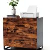 VASAGLE Lateral File Cabinet Rustic Brown + Ink Black-1
