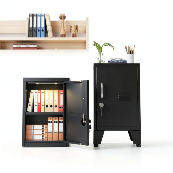 PAOFIN Black Lockable Metal Cabinet 24in Door-5
