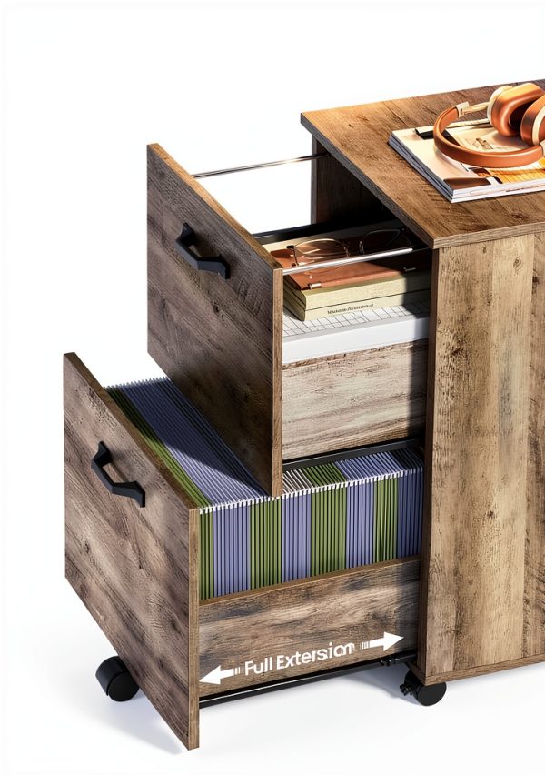 VASAGLE 2-Drawer File Cabinet, Particleboard, Classic-3