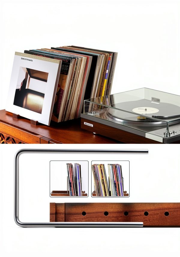 Optage Audio Vinyl Record Storage Holder Natural Walnut-2