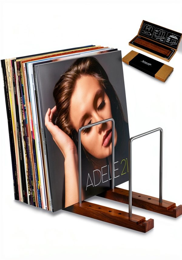 Optage Audio Vinyl Record Storage Holder Natural Walnut-0