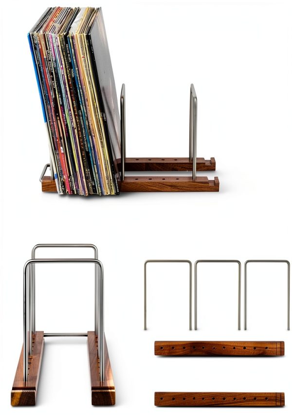 Optage Audio Vinyl Record Storage Holder Natural Walnut-3
