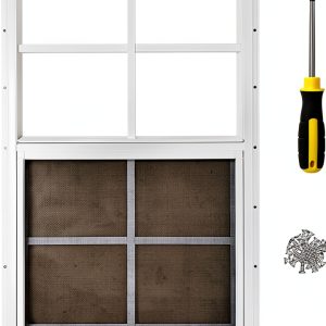 Hryan 12"x18" Shed Window for Chicken Coop, Playhouse and Mobihome, White Windows for Exterior Sheds, Mobile Home, Garage and Green House-0