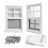 White Flush Mount Shed Window CIPOOH 2-Pack 12x18 Tempered Sliding-1
